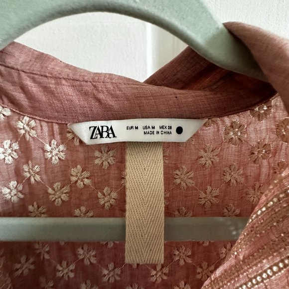 ZARA Malina Midi Embroidered Balloon Sleeves Shirt Dress - Picture 6 of 6